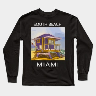 South Beach Lifeguard Tower in Miami Florida - Welshdesigns Long Sleeve T-Shirt